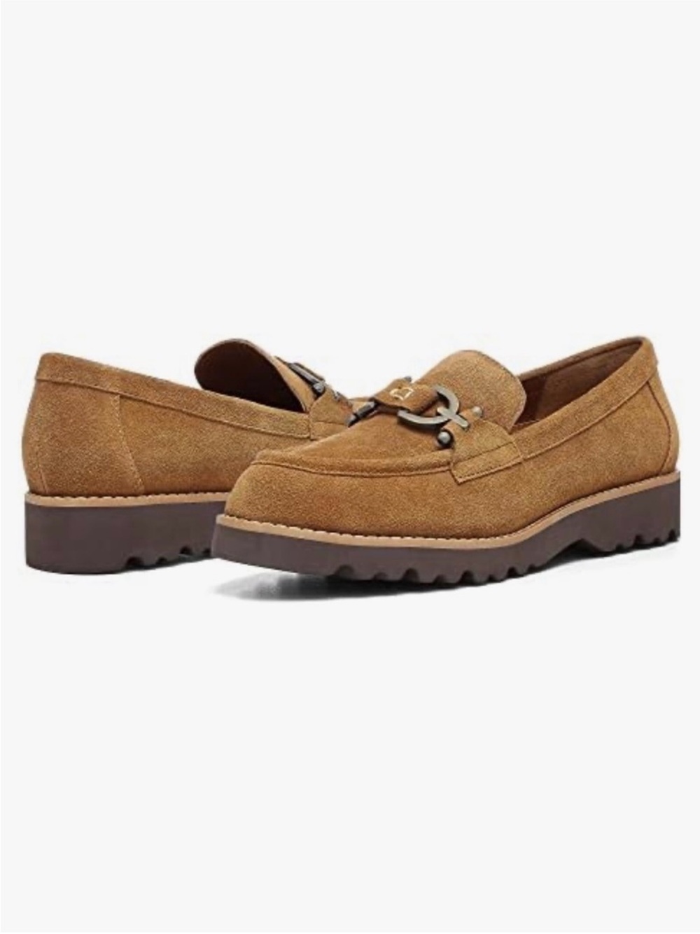 Donald J. Pliner GALILEE Clio Saddle Women’s Tan Brown Suede Leather Loafer Flat